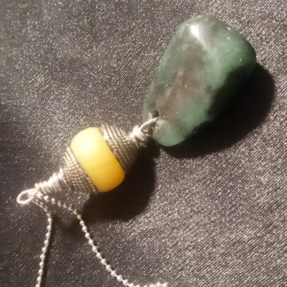 Sterling silver with jasper and yellow lace agate pendant wrapped in sterling